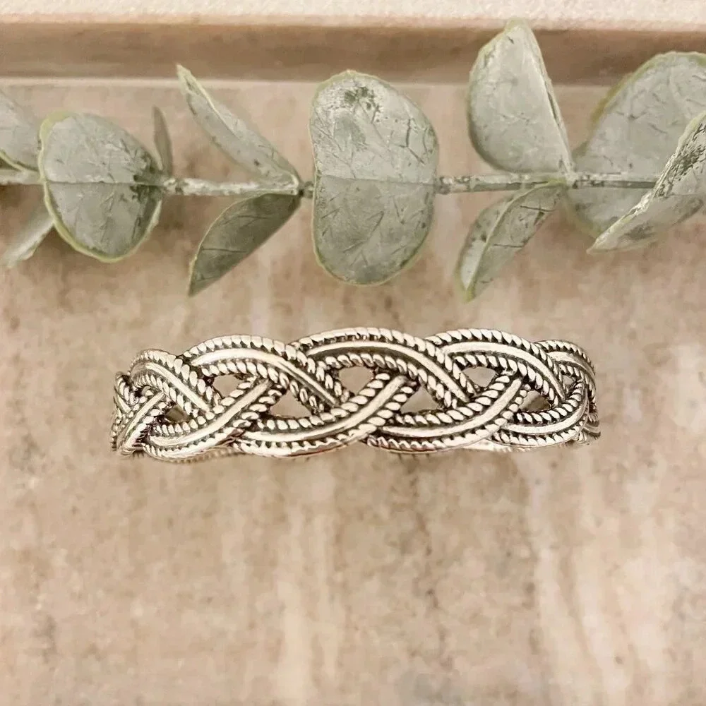 925 Sterling Silver Mens Bangle Bracelet Vintage Cuff Bracelet Twist Bracelet